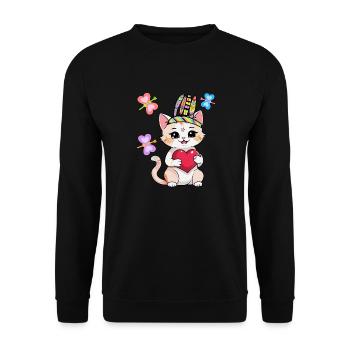 Hippie Cat Cats Kids Child Hippies - Unisex Sweatshirt - black - Front - Alina (178cm) & Michal (187cm)