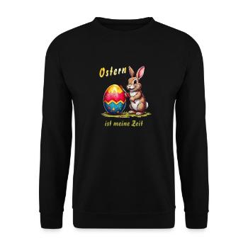OSTERHASE Ostern ist meine Zeit - Unisex Pullover - Schwarz - Vorne - Alina (178cm) & Michal (187cm)