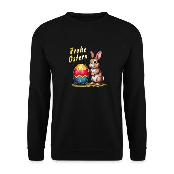 EASTER BUNNY Happy Easter Egg - Unisex Sweatshirt - black - Front - Alina (178cm) & Michal (187cm)