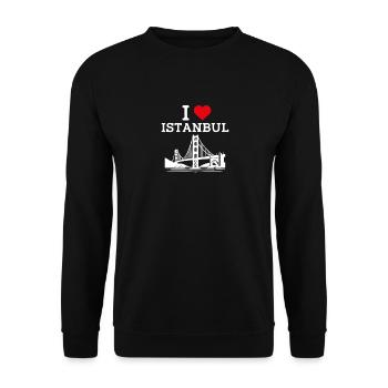 Ich liebe Istanbul Golden Gate Brücke Liebhaber Herz Wortspiel - Unisex Pullover - Schwarz - Vorne - Alina (178cm) & Michal (187cm)