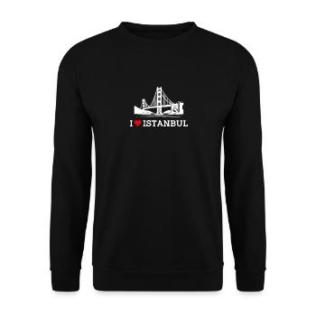 I Love Istanbul Golden Gate Bridge Heart Flag Pun - Unisex Sweatshirt - black - Front - Alina (178cm) & Michal (187cm)