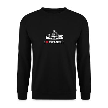 Ich liebe Istanbul Golden Gate Brücke Liebhaber Wortspiel Flagge - Unisex Pullover - Schwarz - Vorne - Alina (178cm) & Michal (187cm)
