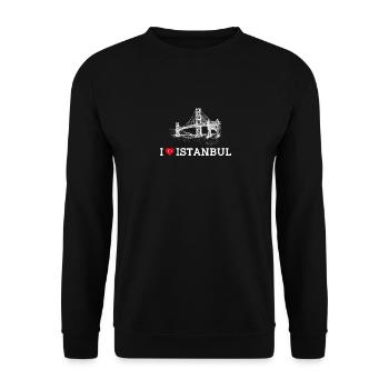 Ich liebe Istanbul Coole Golden Gate Brücke Herz Flagge - Unisex Pullover - Schwarz - Vorne - Alina (178cm) & Michal (187cm)