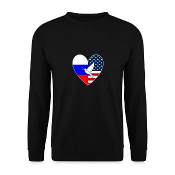 États-Unis, Russie, Drapeau, Cœur, Colombe de la Paix, Ukraine - Sweat-shirt Unisexe - noir - Devant - Alina (178cm) & Michal (187cm)