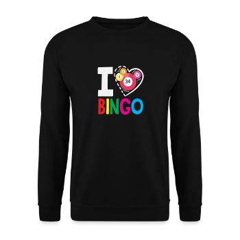 Ich Liebe Bingo Herzvolle Zahlen - Unisex Pullover - Schwarz - Vorne - Alina (178cm) & Michal (187cm)