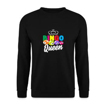 Bingo Königin Mit Krone Design - Unisex Pullover - Schwarz - Vorne - Alina (178cm) & Michal (187cm)