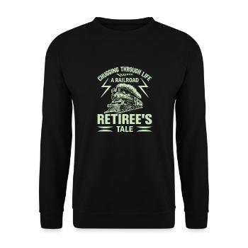 Eisenbahn Zugführer Rente Rentner Zug - Unisex Pullover - Schwarz - Vorne - Alina (178cm) & Michal (187cm)
