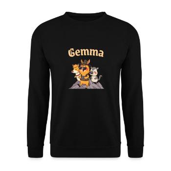 Bayrisch Wandern Spruch Gemma lustige Tiere - Unisex Pullover - Schwarz - Vorne - Alina (178cm) & Michal (187cm)