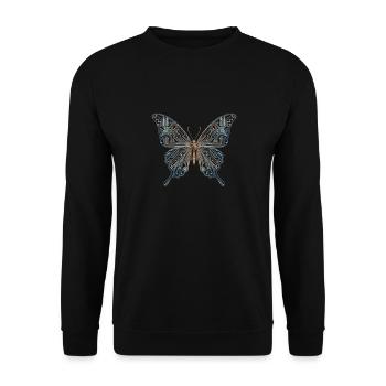 Schmetterling Code: Cyber Schönheit der Natur und - Unisex Pullover - Schwarz - Vorne - Alina (178cm) & Michal (187cm)