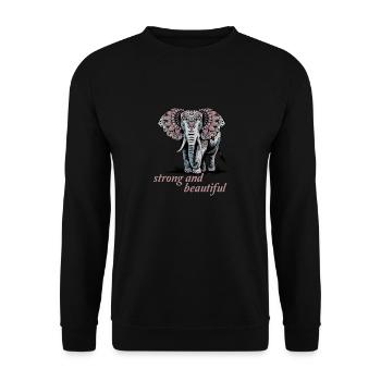 Stark Und Schön Elefant Mandala Kunst - Unisex Pullover - Schwarz - Vorne - Alina (178cm) & Michal (187cm)