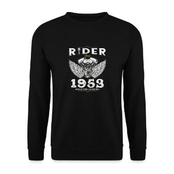 Cavalier depuis 1953 - 72 ans de routes ouvertes et - Sweat-shirt Unisexe - noir - Devant - Alina (178cm) & Michal (187cm)