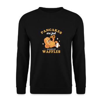 Belgian Pancakes Waffle Gift Waffle Chef - Unisex Sweatshirt - black - Front - Alina (178cm) & Michal (187cm)