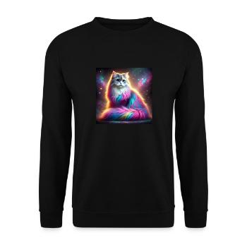 Chat magique de la galaxie avec fourrure arc-en-ciel - Sweat-shirt Unisexe - noir - Devant - Alina (178cm) & Michal (187cm)