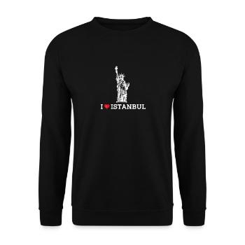 I Love Istanbul Statue Of Liberty Cool Turkey Pun - Unisex Sweatshirt - black - Front - Alina (178cm) & Michal (187cm)