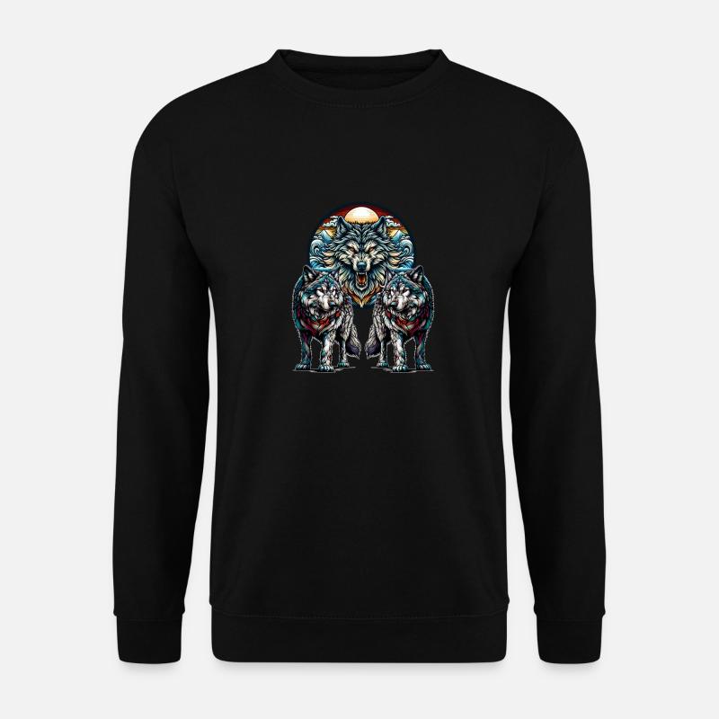 Wikinger Wolf Wölfe - Unisex Pullover - Schwarz