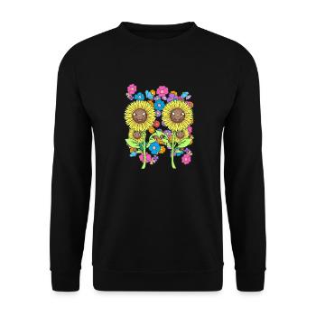 Summer Flowers Flower Ladybug Sunflower - Unisex Sweatshirt - black - Front - Alina (178cm) & Michal (187cm)