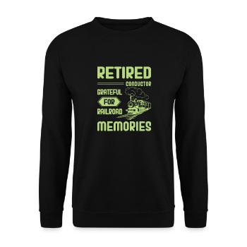 Eisenbahn Zugführer Rente Rentner Zug - Unisex Pullover - Schwarz - Vorne - Alina (178cm) & Michal (187cm)