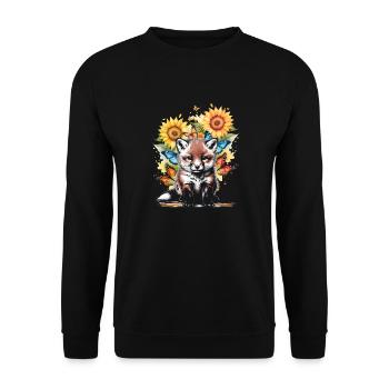 Fox Foxes Nature Flowers Child - Unisex Sweatshirt - black - Front - Alina (178cm) & Michal (187cm)
