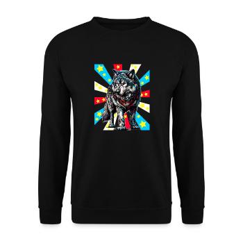 Tattoo Wolf Wolves - Unisex Sweatshirt - black - Front - Alina (178cm) & Michal (187cm)