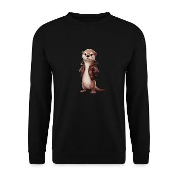 Loutre cool avec veste en cuir illustration art - Sweat-shirt Unisexe - noir - Devant - Alina (178cm) & Michal (187cm)