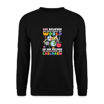 She believed she could change the world, so - Unisex Sweatshirt - black - Front - Alina (178cm) & Michal (187cm)