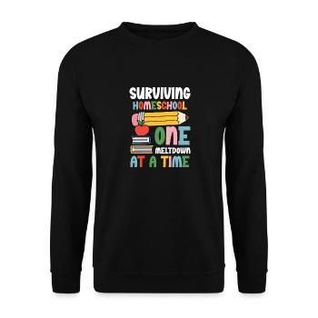 Überleben Homeschool Ein Zusammenbruch Nach Dem - Unisex Pullover - Schwarz - Vorne - Alina (178cm) & Michal (187cm)