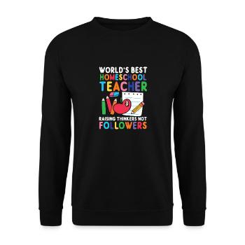 World's Best Homeschool Teacher - Raising - Unisex Sweatshirt - black - Front - Alina (178cm) & Michal (187cm)