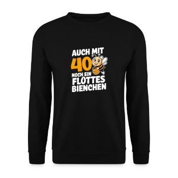 40. Geburtstag 40 Jahre Flottes Bienchen Frau - Unisex Pullover - Schwarz - Vorne - Alina (178cm) & Michal (187cm)
