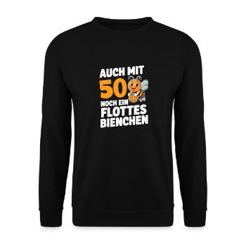 50. Geburtstag 50 Jahre Flottes Bienchen Frau - Unisex Pullover - Schwarz - Vorne - Alina (178cm) & Michal (187cm)