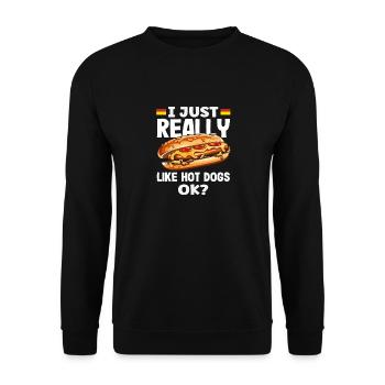 J’aime vraiment les hot-dogs - Hot Dog Lovers - Sweat-shirt Unisexe - noir - Devant - Alina (178cm) & Michal (187cm)