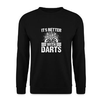 Dart Dartspieler Dartspiel Herren - Unisex Pullover - Schwarz - Vorne - Alina (178cm) & Michal (187cm)