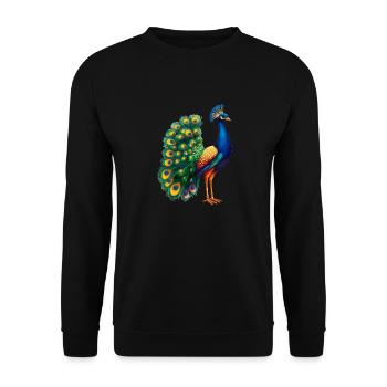Pfaue Pfau - Unisex Pullover - Schwarz - Vorne - Alina (178cm) & Michal (187cm)