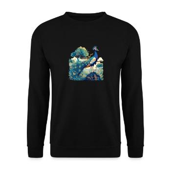 Pfaue Pfau - Unisex Pullover - Schwarz - Vorne - Alina (178cm) & Michal (187cm)