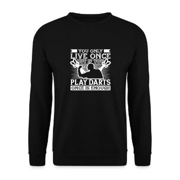 Dart Dartspieler Dartspiel Herren - Unisex Pullover - Schwarz - Vorne - Alina (178cm) & Michal (187cm)