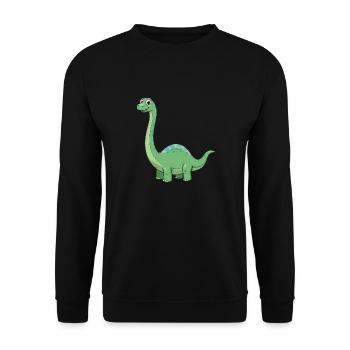 Dino Cartoon Diplodocus - Unisex Pullover - Schwarz - Vorne - Alina (178cm) & Michal (187cm)