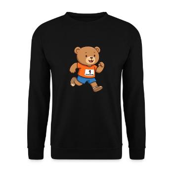 Teddy Bear Marathon Runner - Unisex Sweatshirt - black - Front - Alina (178cm) & Michal (187cm)