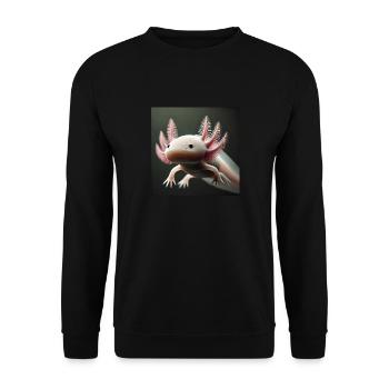 Süßer Axolotl – Lustiges Wasserwesen - Unisex Pullover - Schwarz - Vorne - Alina (178cm) & Michal (187cm)