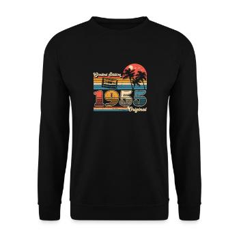 70e anniversaire 70 ans Né 1955 Homme Femme - Sweat-shirt Unisexe - noir - Devant - Alina (178cm) & Michal (187cm)