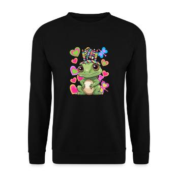 Hippie Frog Frogs Kids Child Baby - Unisex Sweatshirt - black - Front - Alina (178cm) & Michal (187cm)