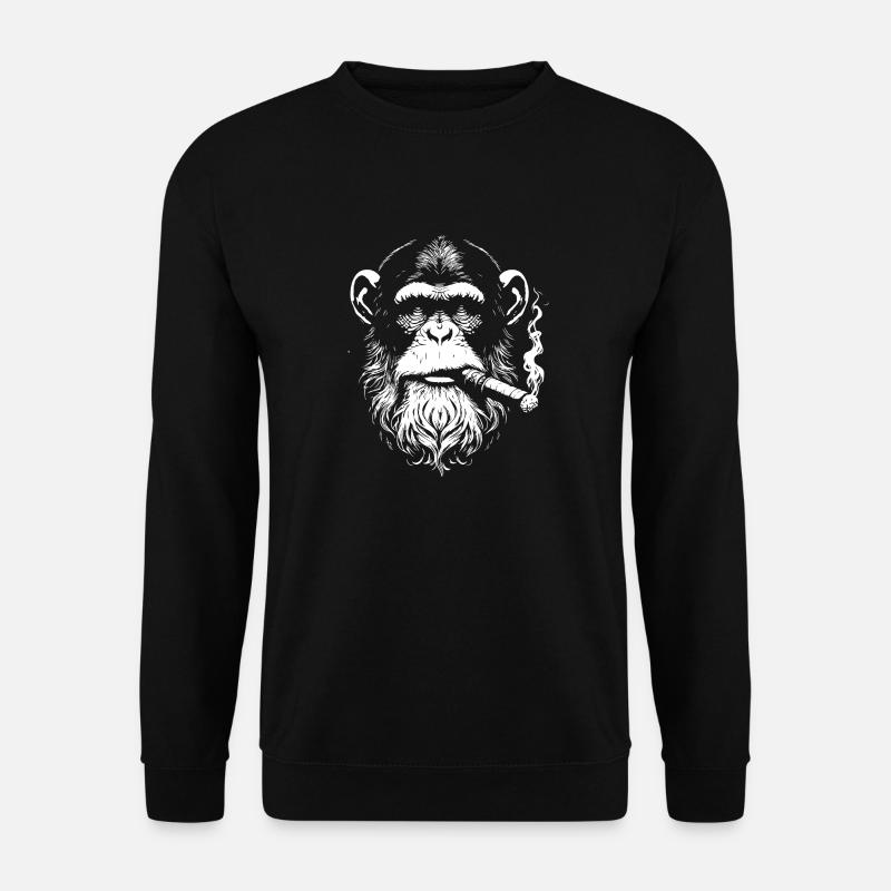 chimp smoking a cigar - Unisex Sweatshirt - black