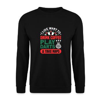 Dart Dartspieler Dartspiel Herren - Unisex Pullover - Schwarz - Vorne - Alina (178cm) & Michal (187cm)