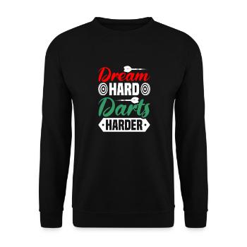 Dart Dartspieler Dartspiel Herren - Unisex Pullover - Schwarz - Vorne - Alina (178cm) & Michal (187cm)
