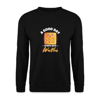 Funny Waffle Costume Candy Waffles - Unisex Sweatshirt - black - Front - Alina (178cm) & Michal (187cm)