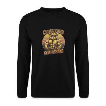 Zertifizierter Fitnessstudio-Ehemann Bär Workout - Unisex Pullover - Schwarz - Vorne - Alina (178cm) & Michal (187cm)