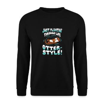 Otter Style für einen Otter Fan - Unisex Pullover - Schwarz - Vorne - Alina (178cm) & Michal (187cm)