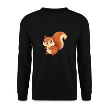 Animal Cartoon Squirrel - Unisex Sweatshirt - black - Front - Alina (178cm) & Michal (187cm)