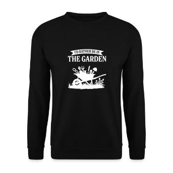 Ich wäre lieber im Garten - Unisex Pullover - Schwarz - Vorne - Alina (178cm) & Michal (187cm)