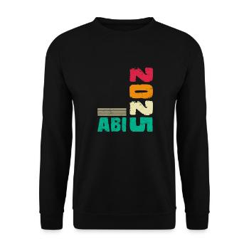 ABI 2025 Abitur Abschluss Lustiges Abiturienten - Unisex Pullover - Schwarz - Vorne - Alina (178cm) & Michal (187cm)