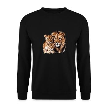 Tier Löwe König für Löwen Liebhaber und Löwen - Unisex Pullover - Schwarz - Vorne - Alina (178cm) & Michal (187cm)