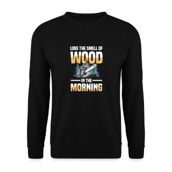 Love The Smell Of Wood In The Morning - Unisex Pullover - Schwarz - Vorne - Alina (178cm) & Michal (187cm)